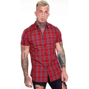 Jawbreaker - Tartan Short Sleeve Oxford Overhemd - XL - Zwart