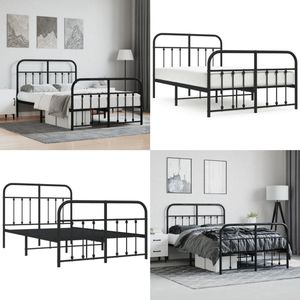 vidaXL Bedframe met hoofd- en voeteneinde metaal zwart 120x190 cm - Bedframe - Bedframes - Tweepersoonsbed - Bed
