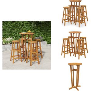 vidaXL Bartafel - Bartafels - Statafel - Hoge Tafel - 5-delige Tuinbarset massief acaciahout