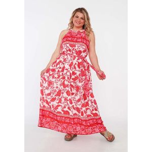 Beeldige lange jurk voor grote maten - rood - maat XL