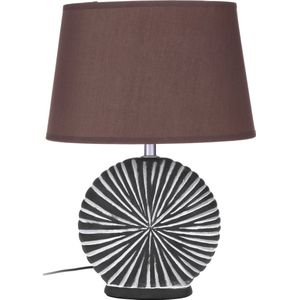 BRUBAKER Tafellamp bedlampje bruin, keramische voet in tweekleurige, matte afwerking - 36 cm hoogte