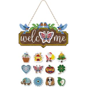 Diamond Painting Hangend Welkomstbord met 12 verwisselbare magneten 0401 (29cm)