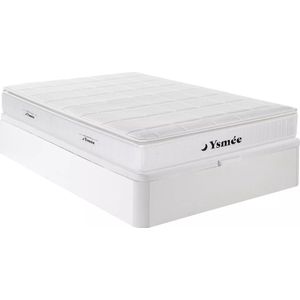 Vente-unique Set 140 x 190 cm bedbodem met opbergruimte wit + matras met pocketveren toplaag nanoveren + traagschuim dikte 32 cm - IPOH van YSMÉE