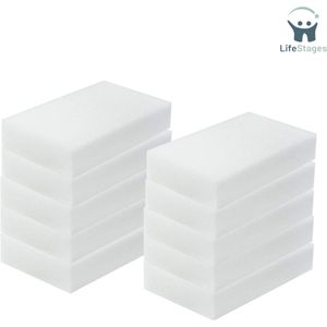 LifeStages - Wonderspons - Magic Sponges Set van 10 - Verwijderen zonder chemicaliën - Nauwkeurige huishoudelijke reiniging - Professionele vlekverwijdering Kan op maat worden geknipt Schoonmaakdoekjes Gum