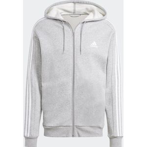 adidas Sportswear Essentials Fleece 3-Stripes Ritshoodie - Heren - Grijs- M