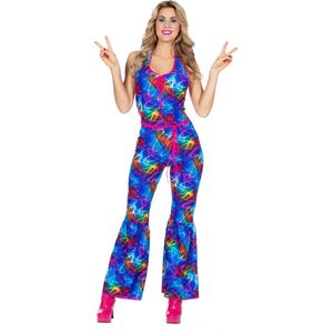 Wilbers & Wilbers - Jaren 80 & 90 Kostuum - Catsuit Atomic Meidengroep Jaren 80 Disco - Vrouw - Blauw - Maat 36 - Carnavalskleding - Verkleedkleding