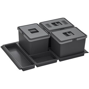 Metropolis PTC22 08050 7F Afvalbak 12+12+12L met deksel voor kastbreedte 80 cm