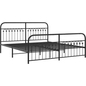 vidaXL - Bedframe - met - hoofd- - en - voeteneinde - metaal - zwart - 183x213 - cm