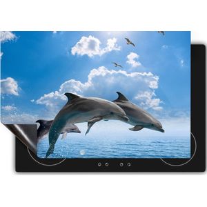 Chefcare Inductie Beschermer Dolfijnen Springen uit de Blauwe Zee - 91,2x52 cm - Afdekplaat Inductie - Kookplaat Beschermer - Inductie Mat