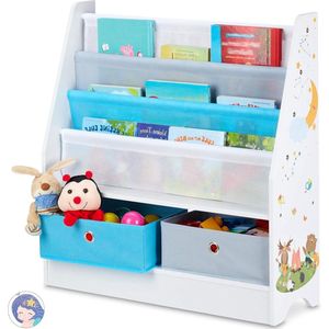 Kinderkast dieren speelgoedkast kinderboekenkast - 2 boxen 3 vakken - kinderkamer - 74x71x23 cm
