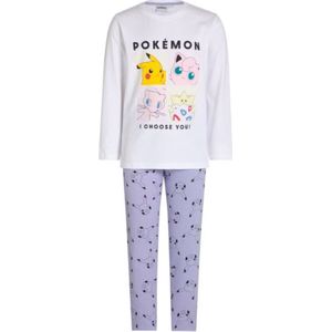 pokemon pyjama - pokémon - kind - maat 128/134 - paars/wit - lange mouw - 100% katoen