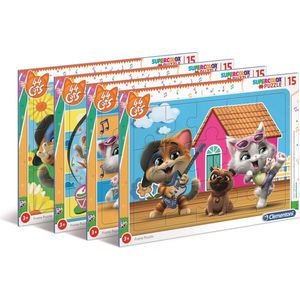 Clementoni - 44 Cool Cats - Kinderpuzzel - 15 Stukjes - Vanaf 3 jaar