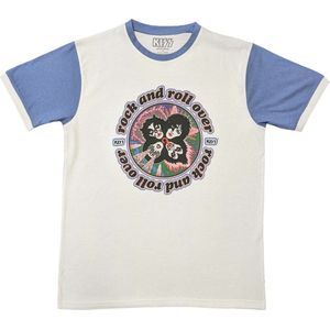 Kiss - Rock And Roll Over Heren T-shirt - S - Wit/Paars