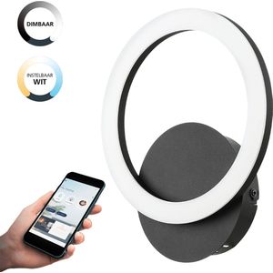 EGLO connect.z Parrapos-Z Smart Wandlamp - 24 cm - Zwart/Wit - Instelbaar wit licht - Dimbaar - Zigbee