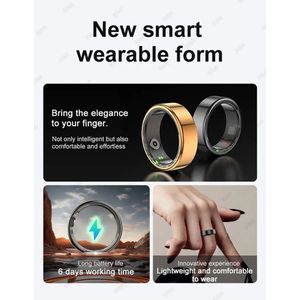 Smart Ring - Slimme ring - Smart Wearable - Health Ring - Slaap Tracker - Hartslagmeter - Stappenteller - Fitness en Activiteiten Tracker - Calorieen Bijhouden - Geen Abbonement - Waterdicht - voor Mannen en Vrouwen - (Goud) - Maat 9 (59,5 mm)