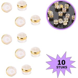 Fako Bijoux® - Oorbel Stoppers / Achterkantjes - Siliconen Rond - 10 Stuks - Goud