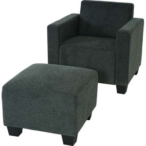 Modulaire loungestoel met voetenbank Lyon, stof/textiel ~ antracietgrijs