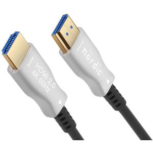 NÖRDIC HDMI-F005 HDMI2.0 - 4K 60Hz - Glasvezel kabel - 18Gbps - HDR - ARC - 5 Meter - Zwart
