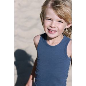 Tanktop - Singlet - Biologisch katoen - Vintage blauw - Unisex - 8-10 jaar