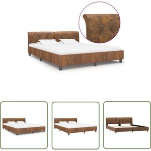 The Living Store Bedframe Classic - Bruin - 212 x 164 x 64 cm - Voor matras van 160 x 200 cm - Massief houten frame