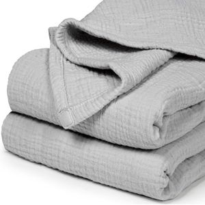 Mousseline babydeken, deken voor peuters, 120 x 120 cm, zilvergrijs