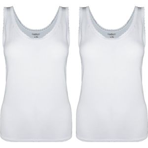 Dames Onderhemd met Kant - 2-Pack - Bamboe Viscose - Wit - Maat S/M | Zijdezacht, Ademend en Perfecte Pasvorm