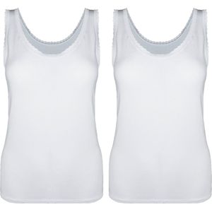 Dames Onderhemd met Kant - 2-Pack - Bamboe Viscose - Wit - Maat 2XL/3XL | Zijdezacht, Ademend en Perfecte Pasvorm