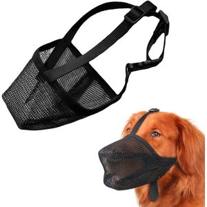 Zacht net hondenmuilkorf met afgerond mesh en verstelbare lus voor kleine middelgrote en grote honden voorkomt bijten (L)