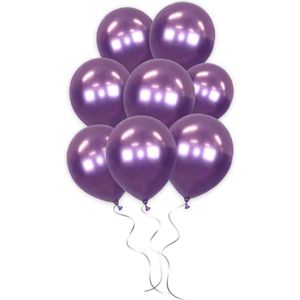 LUQ - Luxe Chrome Paarse Helium Ballonnen - 50 stuks - Verjaardag Versiering - Decoratie - Feest Ballon Chrome Paars Latex