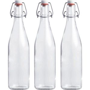 RANO - 3x beugelfles 500ml - Luchtdicht - fles met beugelsluiting / beugelflessen / weckfles / inmaakfles / sapfles / glazen flesjes met dop / decoratie