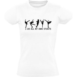 Own stunts Dames T-shirt | schaatsen | winter | kunstschaatsen | ijsdansen | sport | Wit