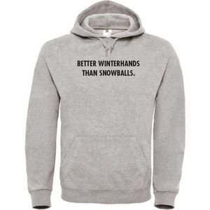 Wintersport hoodie grijs S - Better winterhands than snowballs - zwart - soBAD. | Foute apres ski outfit | kleding | verkleedkleren | wintersporttruien | wintersport dames en heren