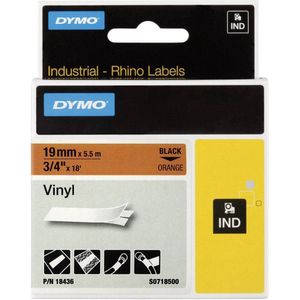 DYMO Rhino industriële Vinyl Labels | 19 mm x 5,5 m | zwarte afdruk op oranje | zelfklevende labels voor Rhino & LabelManager labelprinters