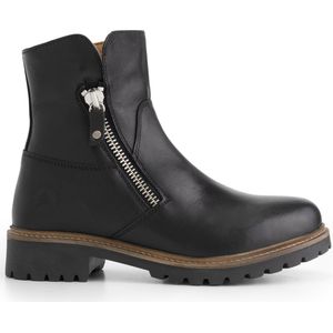 Travelin' Villendrup Dames leren enkellaarsjes met rits - Leren boots - Zwart leer