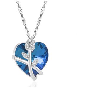 N3 Collecties 925 Sterling Zilver Rose Bloemen Blauw Hart Kristal Ketting Voor Vrouwen Mode-sieraden