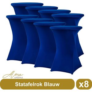 Statafelrok Blauw 80 cm per 8 - tafelrok voor statafel - Statafelhoes - Bruiloft - Cocktailparty - Stretch Rok - Set van 8