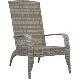 vidaXL Tuinstoel Adirondack poly rattan grijs Tuinstoel - Adirondack Stoel - Lounge Stoel - Buistuinstoel - Polyrattan Stoel - Outdoor Stoel - Relax Stoel - Veranda Stoel