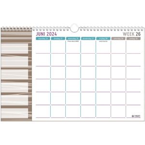 MGPcards - 18 Maanden Familieplanner 2024-2025 - 6 Personen - Kalender - Familyplanner - 34 x 24,5 cm - Lichtbruin