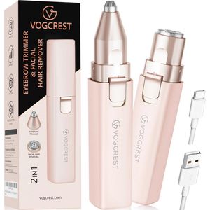 Draagbare 2-in-1 Wenkbrauwtrimmer en Gezichtshaarverwijderaar voor Vrouwen, Oplaadbaar met LED-Licht