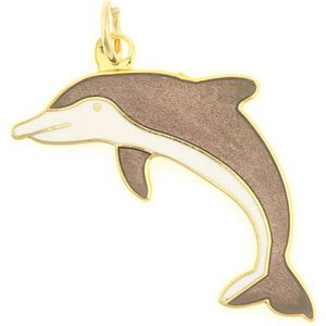 Behave Hanger dolfijn bruin wit emaille 4,5 cm