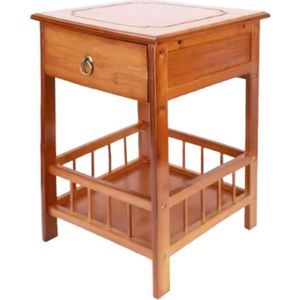 RM Store® - Bamboe Nachtkastje - Bijzettafel - Koffietafel - 1 Lade - Woonkamer - Slaapkamer - 30 x 30 x 49 cm.