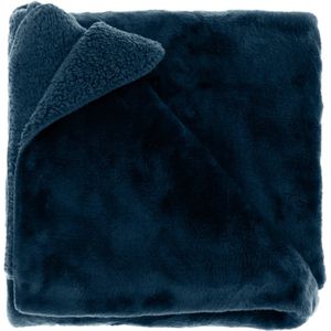 Unique Living Plaid Torvah - Polyester - Blauw - 150 x 200 x 0 cm (BxHxD)
