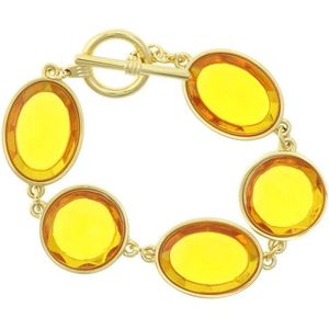 Behave Armband goud-kleur met grote oranje stenen 20 cm
