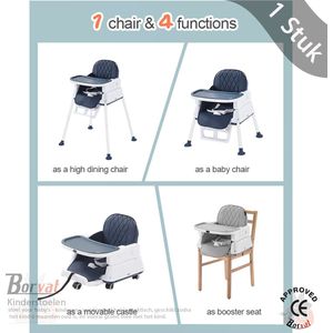 Borvat® Multifunctionele Kinderstoel 3-in-1 - Veilig en Praktisch - Voor Baby's van 6m+ - Kleur: Donkerblauw