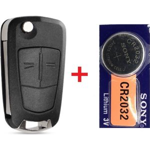 Autosleutel 2 knoppen klapsleutel HU100R02 + Batterij CR2032 geschikt voor Opel sleutel Astra / Corsa / Zafira / Insignia / Adam / Cascada