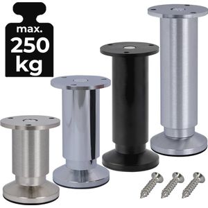 Set van 4 Verstelbare Meubelpoten - Mat Zwart, 18 cm Hoog, Voor Sofa, Bed en Kast