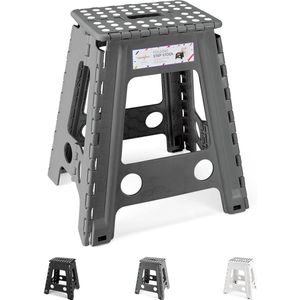 Opvouwbare opstapkruk van 46 cm - Grijze opvouwbare kruk Opstapkruk Draagbare opvouwbare kruk Opvouwbare opstapkruk Badkamerkruk Klapstoel Voetenbank tot 136 kg voor volwassenen