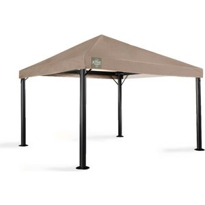 Tuinpaviljoen Europe Endurance | 3,5 x 3,5 m | PVC dak | Grizzly Outdoor | Taupe | 100% waterdicht | Inclusief zijwanden