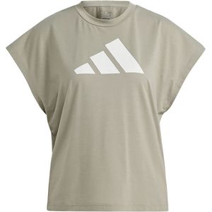 Adidas Icons Regular Fit Logo T-shirt Met Korte Mouwen Beige S Vrouw