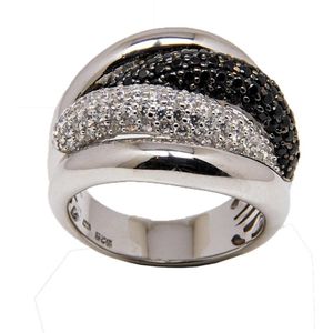 Ring - zilver - Zirkonia - witte en zwarte zirkonia - Verlinden juwelier